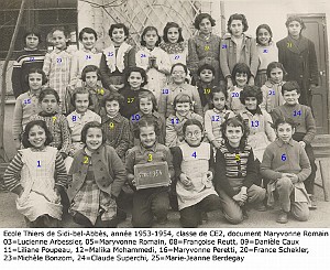 SIDI BEL ABBES ECOLE THIERS FILLES 1953 CE2